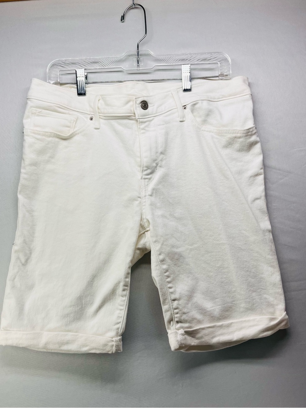 Levi's White Denim Cuffed Jean Shorts